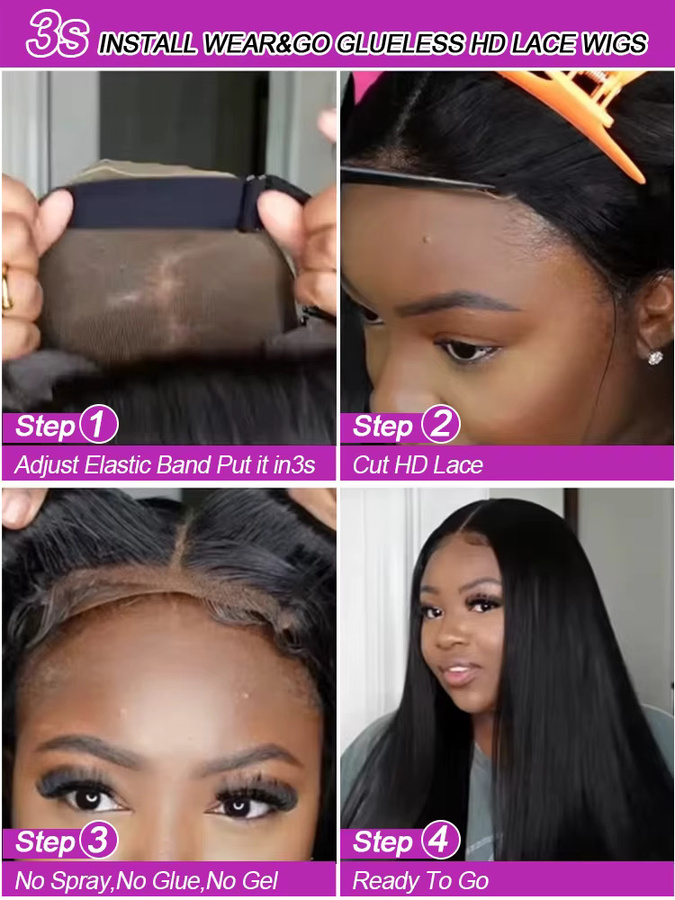 HJ WEAVE BEAUTY Glueless Perücke, 100% Echthaar, glatt, Damen - Bild 2