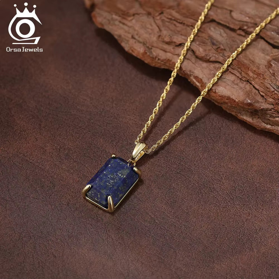 ORSA JEWELS Halskette 925 Silber, Lapislazuli, Unisex - Bild 2