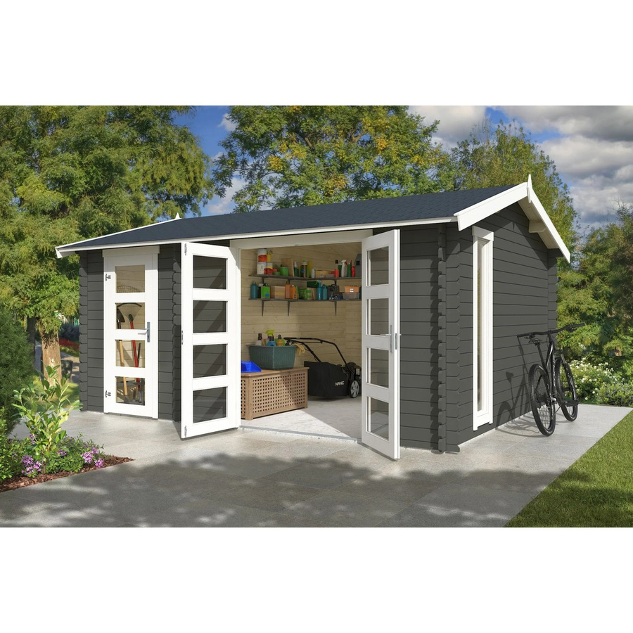 Lasita Gartenhaus Carroz Maja in Grüngrau, B/H/T: 496 x 250,8 x 403,4 cm - Bild 2