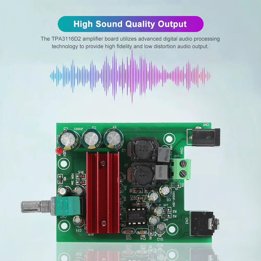 ALLOET TPA3116D2 Subwoofer Digitaler Audio-Stereo-Verstärker mit NE5532 OPAMP für HiFi und geringe Verzerrung, 100W - Bild 4