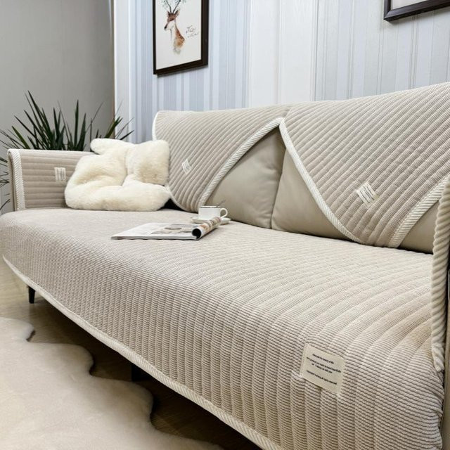 Super Six Sofakissen aus Plüsch in Beige, quadratisch, B/B: 90 x 90 cm - Bild 1