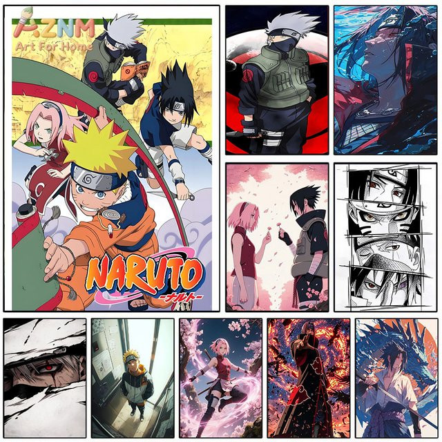 Kayou Naruto Team 7 Leinwandgemälde mit Uzumaki Naruto, Sasuke, Sakura und Kakashi als Wandkunstdruck in Mehrfarbig, rechteckig und ohne Rahmen - Bild 1