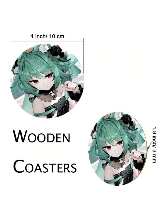 Hololive VTuber Uruha Rushia Anime Untersetzer aus Holz, rund, mehrfarbig, Durchmesser: 10 cm - Bild 6