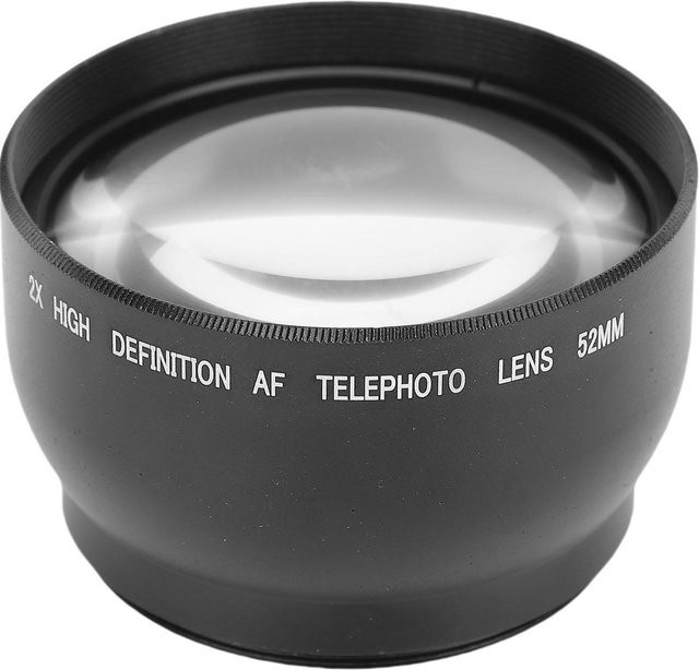 Shoemst HD Telekonverter Teleobjektiv mit 2-facher Vergrößerung für 52mm Kameraanschluss, Aluminiumlegierung, Schwarz - Bild 1