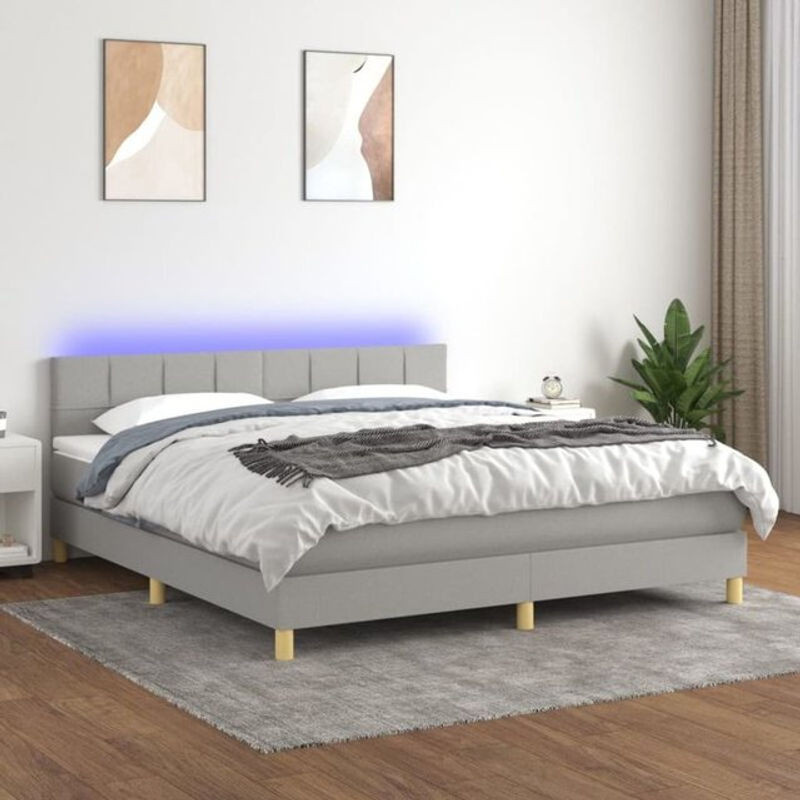 vidaxl Boxspringbett mit Matratze aus Stoff in Hellgrau, B/T/H: 160 x 200 x 78 cm - Bild 1