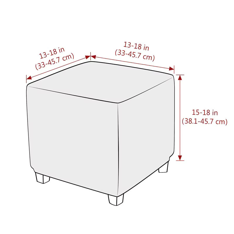WANERQU Samt Ottomane Abdeckung Grau, elastischer Schonbezug für quadratische Hocker im modernen Design - Bild 2