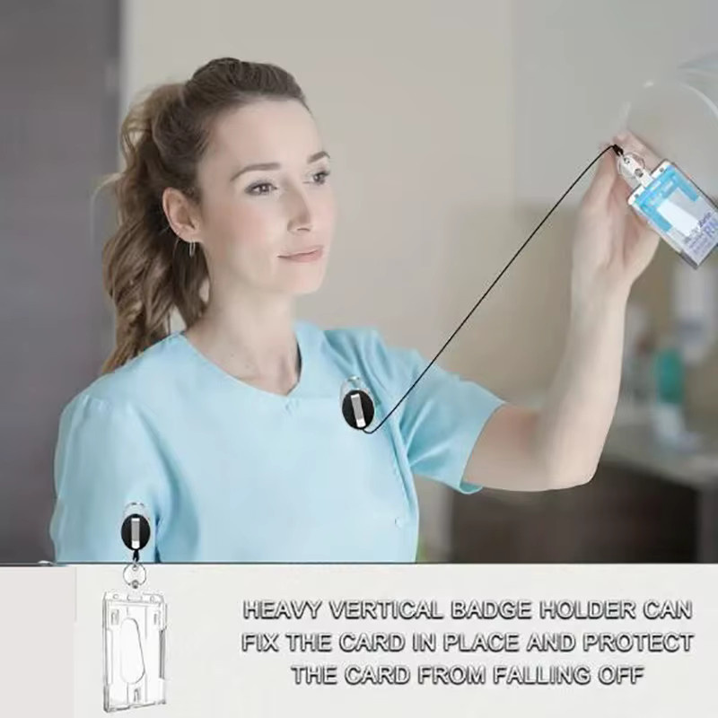 LKEEP Transparenter Kartenhalter mit Ausweishalterrolle und Ausweishalter für Mitarbeiterausweise und Arbeitskarten aus Kunststoff - Bild 2
