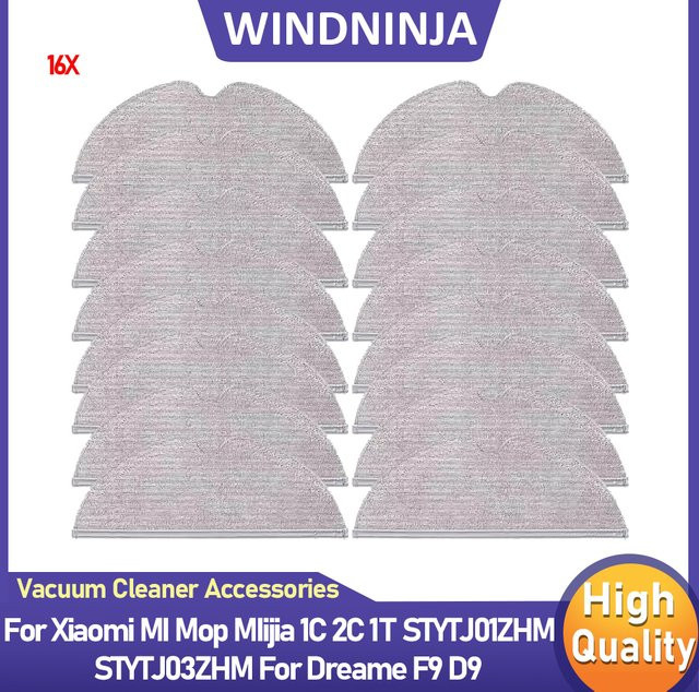 WINDNINJA Trocken-Nass-Mopp mit voller Abdeckung in Grau für Xiaomi Mi Roboter Vakuum-Mop MIJIA 1C 2C 1T und Dreame F9 D9 - Bild 1