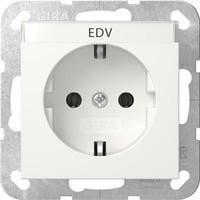 Gira Steckdose Typ F mit Schutzkontakt, 16 Ampere, 250 Volt, Weiß, IP20, Unterputz mit Beschriftungsfeld - Bild 1