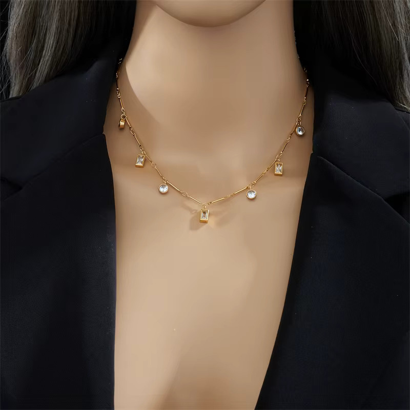 DIEYURO Schmuck-Set Edelstahl, Weiß, Zirkonia, Kristall, Damen - Bild 3