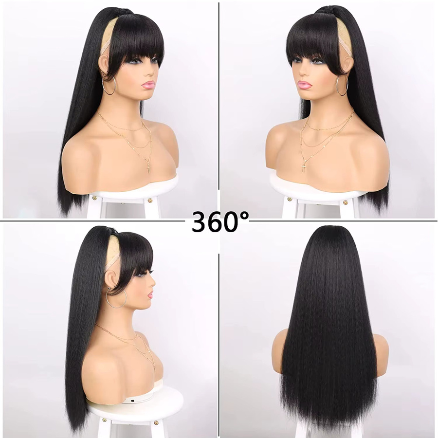 G&T Wig Synthetische Perücke, Pferdeschwanzverlängerung mit Pony, Schwarz - Bild 6