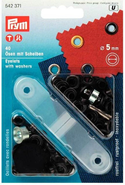 Prym Ösen mit Scheiben in Schwarz, 40 Stück, 5 mm - Bild 1