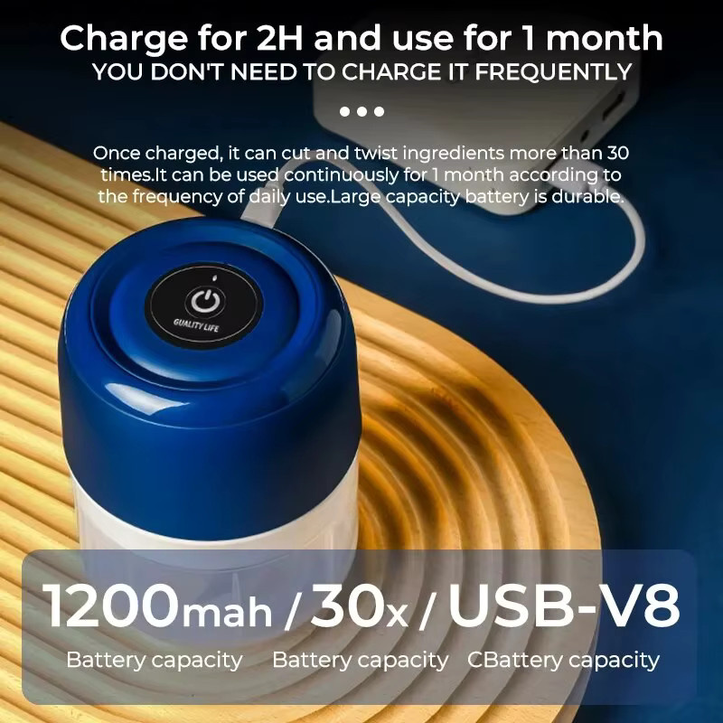 Kabelloser elektrischer Mini-Knoblauchpresser in Blau mit 250 ml Fassungsvermögen für die Küche - Bild 5