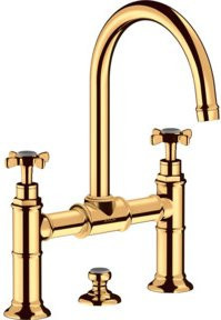 Hansgrohe Axor Montreux Zwei-Griff-Waschtischarmatur in Gold mit Schwenkauslauf und Pop-up-Abfluss - Bild 1