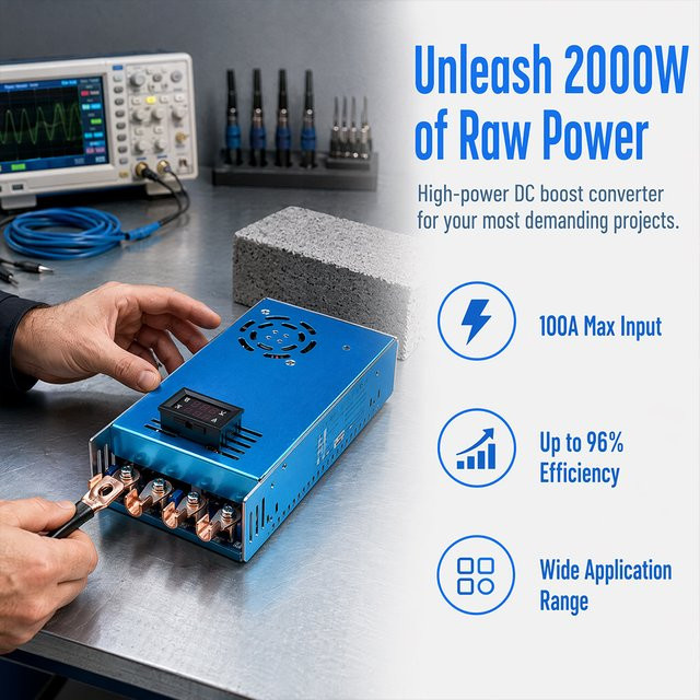 diymore DC Aufwärtswandler 12V-60V zu 15V-80V mit konstanter Spannung und konstantem Strom, einstellbares Lademodul 100A 2000W, Blau - Bild 1