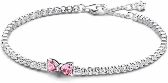 Wan Ying Armband 925 Silber, Rosa Schleife, Zirkonia, Schwarz, Damen - Bild 1