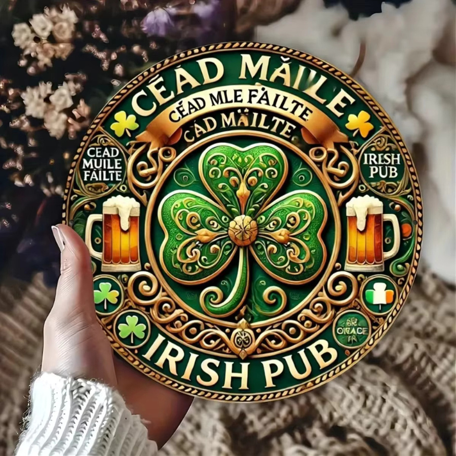 CIFBUY St. Patrick's Day Deko-Schild mit grünem Kleeblatt-Design - Bild 3