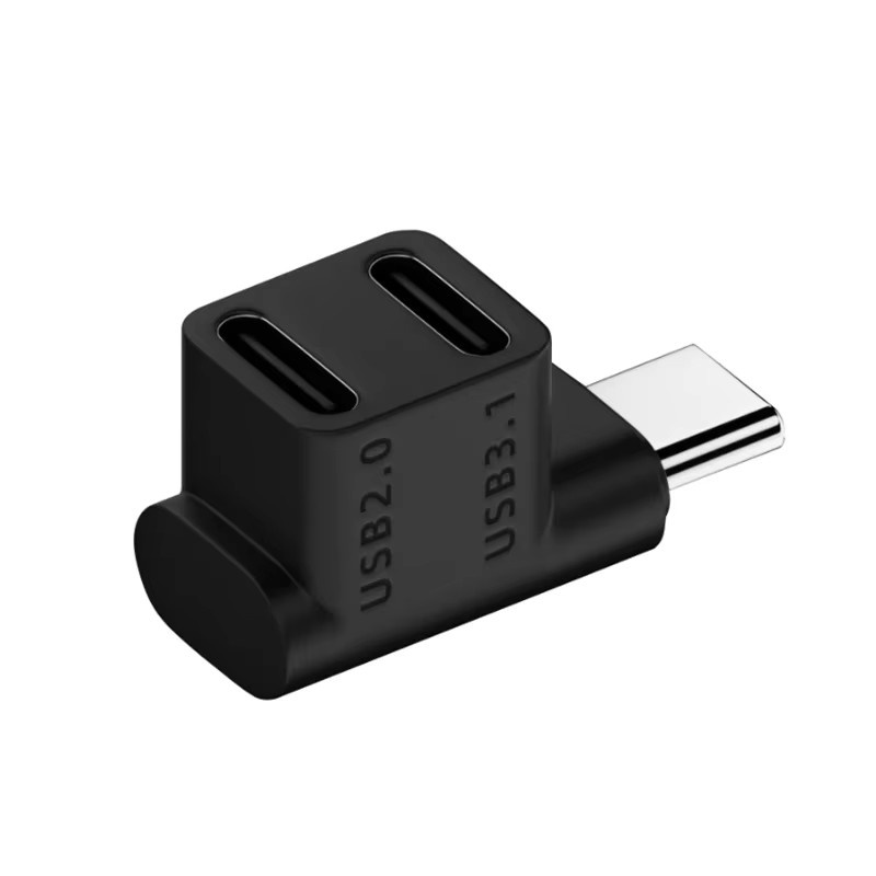 BSN USB-C OTG Adapter 180 Grad U-Form mit 100 W Ladefunktion und 10 Gbit/s Datentransfer, USB 3.2 Typ C Stecker auf Buchse, Schwarz - Bild 2