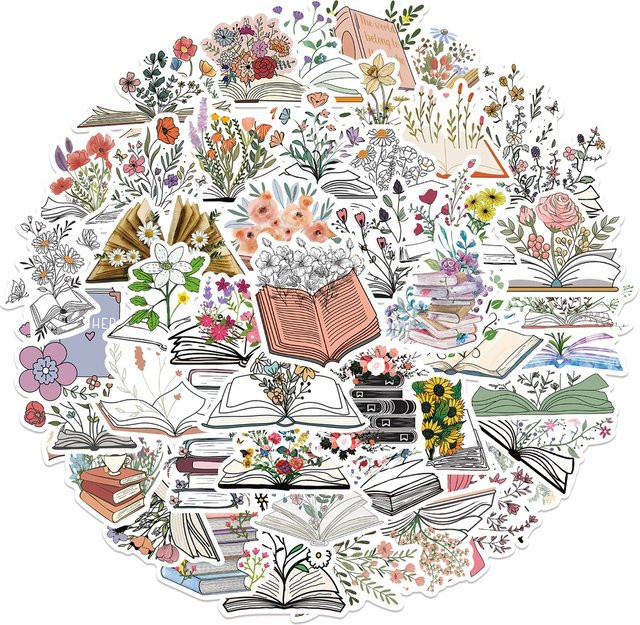 50 Stück Cartoon Blumen Graffiti Aufkleber wasserfest für Laptop, Gepäck und Auto in Multicolour von BulingBulingStickers Shop - Bild 1