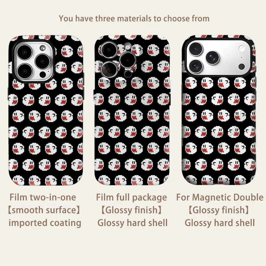 Potdemiel Pixel Ghost Faces Handyhülle für iPhone 17 16 15 14 13 Pro Max Plus mit magnetischer Einzel- und Doppelschicht robusten Schutz - Bild 2