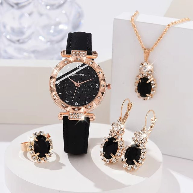Armbanduhr Set, Quarzuhr, Roségold, Kristall, Damen - Bild 1