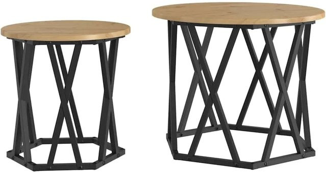vidaXL Beistelltisch Set 2er Pack Eiche braun im industriellen Design B/T/H: 50 x 50 x 40 cm - Bild 1