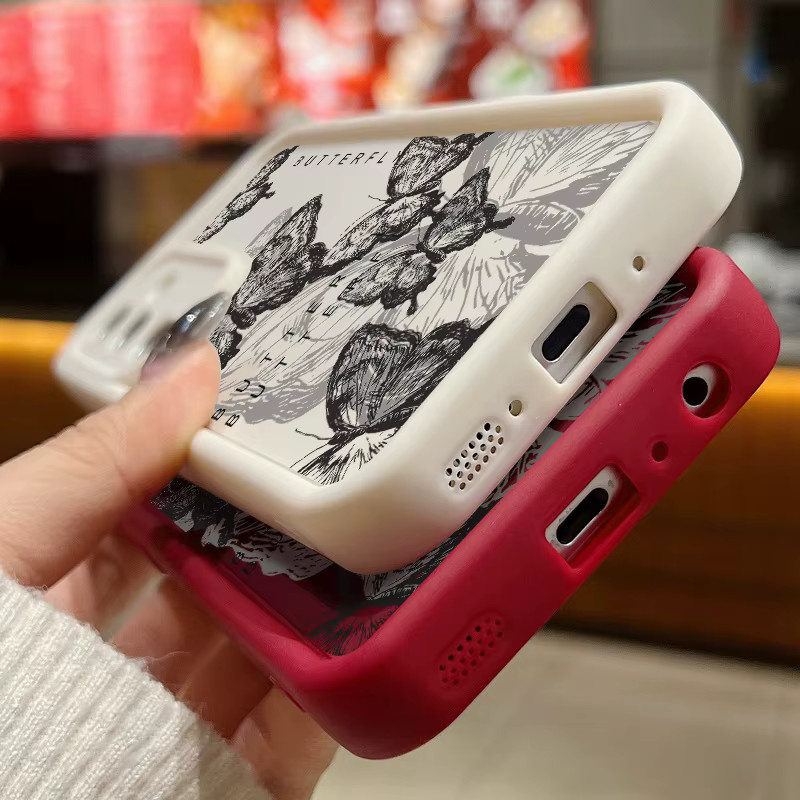 INS Retro Schmetterling Silikonhülle für Samsung Galaxy S25 S24 S23 Ultra S24 FE A57 A56 A17 A37 A15 A16 A36 5G in Weiß - Bild 4