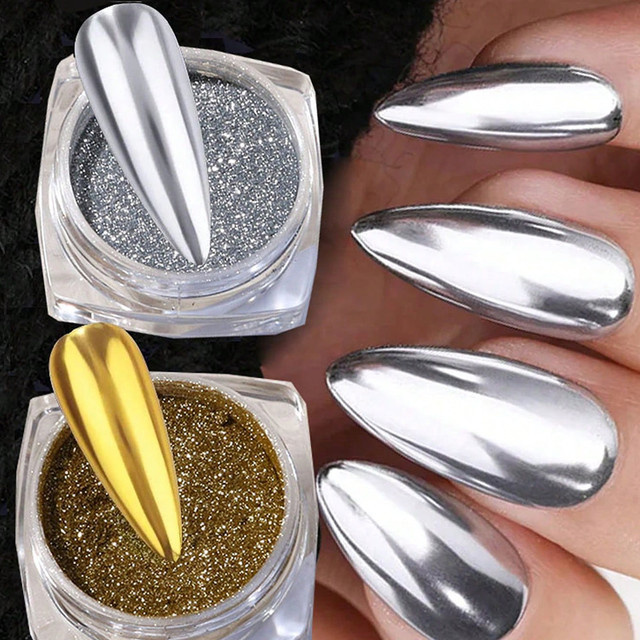 HotPress Nageldesign Chrom Pigment Metallic, Champagne Gold - Bild 1