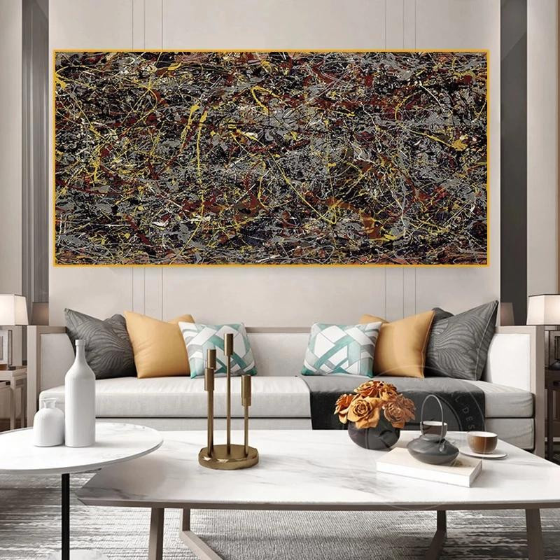Abstraktes Leinwandgemälde Jackson Pollock von Dream Chasing Art Museum, Mehrfarbig, Breite: 80 cm, Höhe: 40 cm - Bild 3