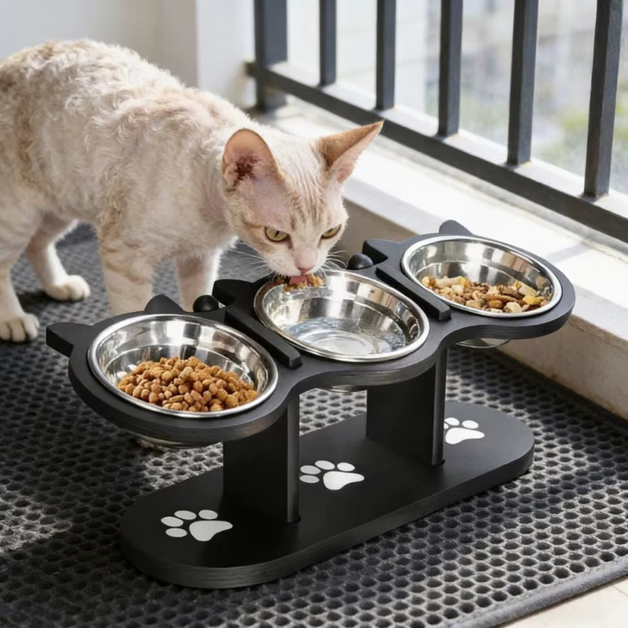 PETRAVEL Erhöhter Futternapf für Hunde und Katzen in Schwarz, B/T/H: 42,5 x 16,0 cm - Bild 2