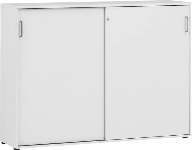 Möbelpartner Schiebtürenschrank Hippo Large Lichtgrau mit verstellbaren Regalböden und Schloss H x B x T: 120 x 160 x 40 cm - Bild 1