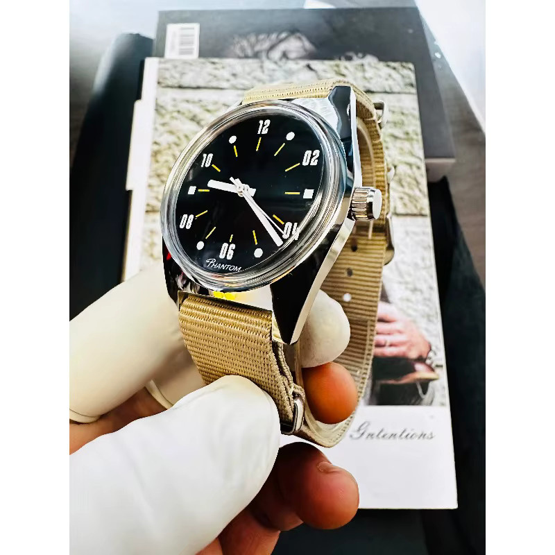 Phantom Armbanduhr, Handaufzug, Edelstahl, 36 mm, Herren, Schwarz - Bild 6