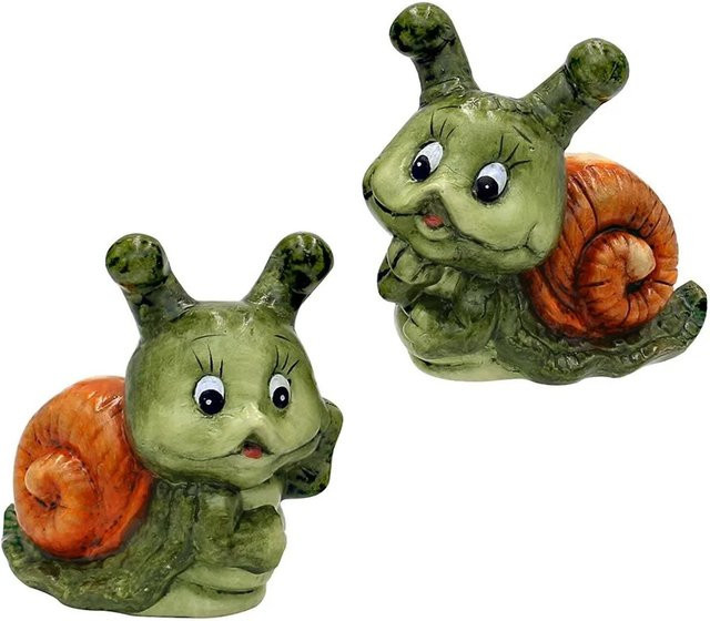 2er Set Keramik Schnecken von Dekohelden24 als Gartendeko, B/T/H: 8 x 13 x 13 cm - Bild 1