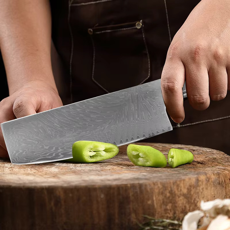 InLeung Damast-Küchenmesser zum Entbeinen, handgeschmiedetes Allzweckmesser mit Holzgriff für Fleisch und Obst - Bild 5
