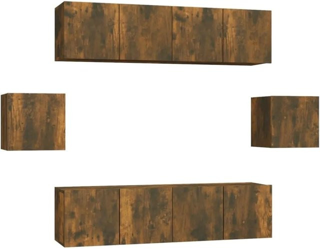 vidaXL 6-teiliges TV-Schrank-Set aus Holzwerkstoff in Räuchereiche, Braun - Bild 1