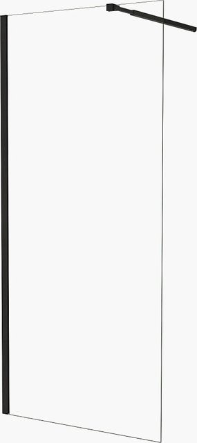 Duschparadies Walk-In Duschwand aus Nano-Glas mit Stabilisierungsstange, Farbe Schwarz, B: 50 cm, H: 200 cm - Bild 1