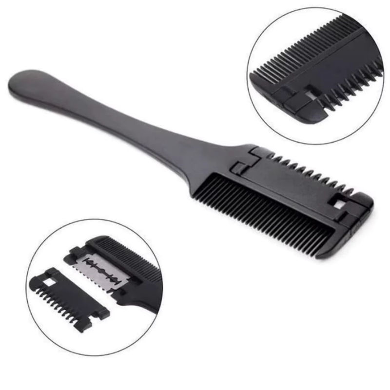 Haarschneidekamm mit Rasierklingen, Schwarz, Unisex - Bild 3