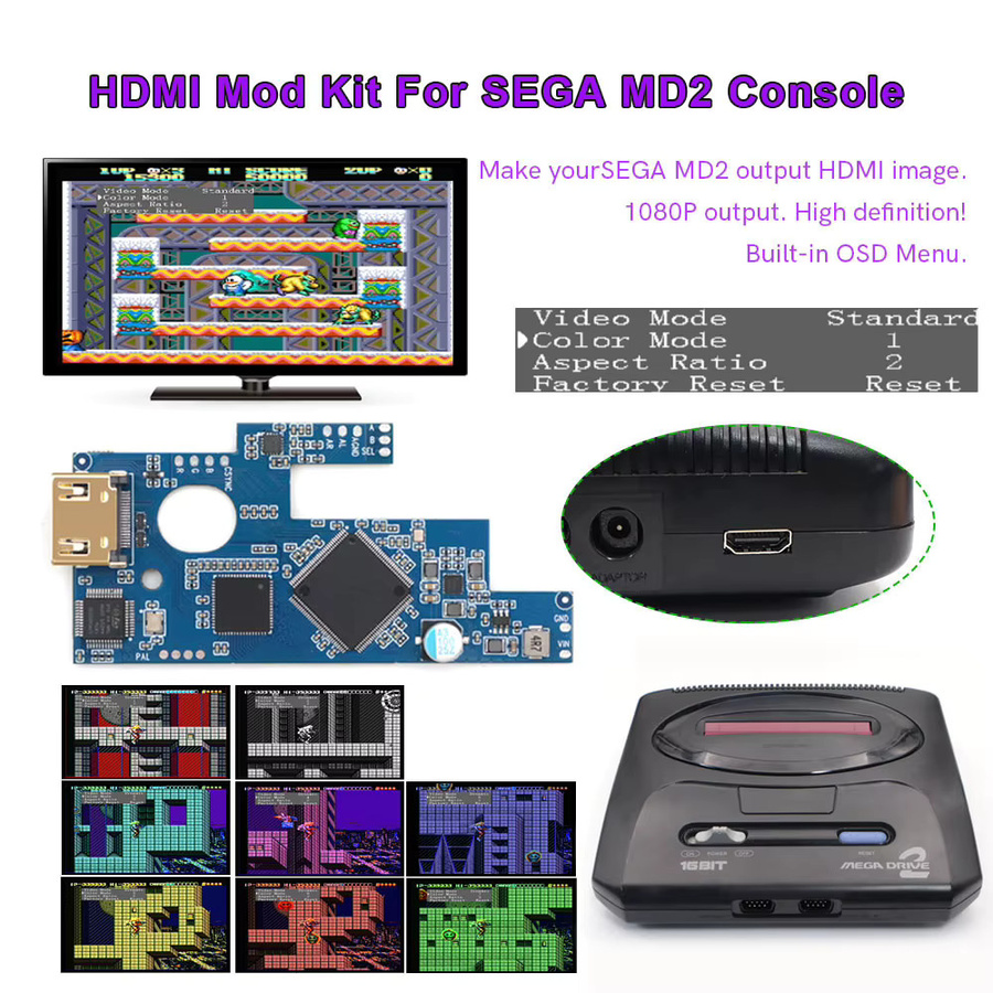 HISPEEDIDO HDMI MOD Kit für SEGA Mega Drive 2 und SEGA Genesis 2 Retro Konsole - Bild 2