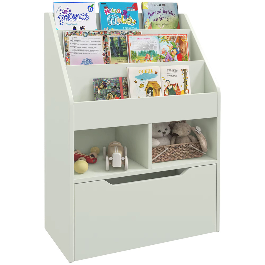 HOMCOM Kinderregal Bücherregal in Pink und Weiß mit 3 Ablagefächern, 2 offenen Fächern und Schublade - Bild 2