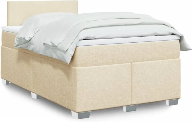 vidaXL Boxspringbett Hybrid mit Matratze in Creme, B/T: 120 x 200 cm, mit USB-Anschluss und Unterbettbeleuchtung - Bild 1