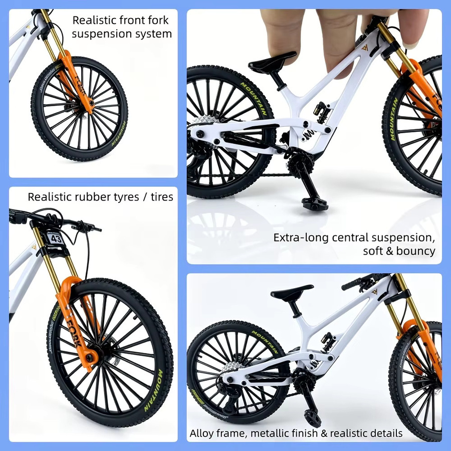 HRZPACT Downhill MTB Mini-Modell, 1:8 Maßstab, Metall, Grau - Bild 3