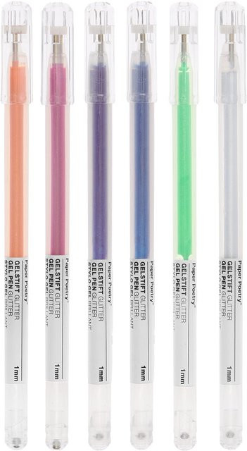 Rico Design Paper Poetry Glitter Gelstifte Multicolour 6er Set mit 1mm Stiftstärke - Bild 1