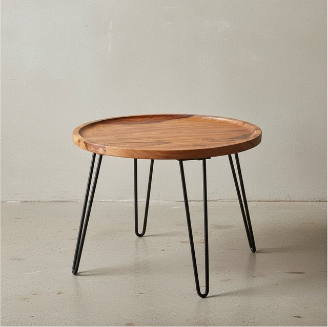 KADIMA DESIGN Couchtisch aus Sheeshamholz in Braun mit modernem Design, B/T/H: 60,0 x 45,0 x 45,0 cm - Bild 1