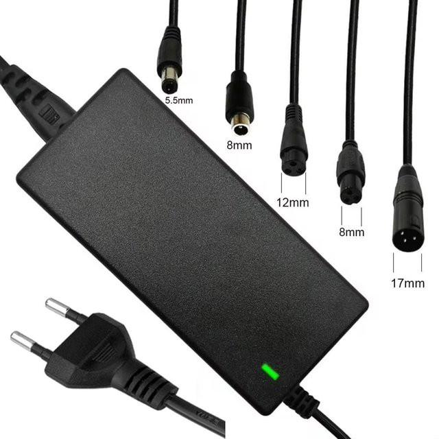 MAOZUA01 Universelles 42V 2A Elektroroller Balance-Ladegerät mit 5 Steckern für Lithiumbatterien in Schwarz - Bild 1