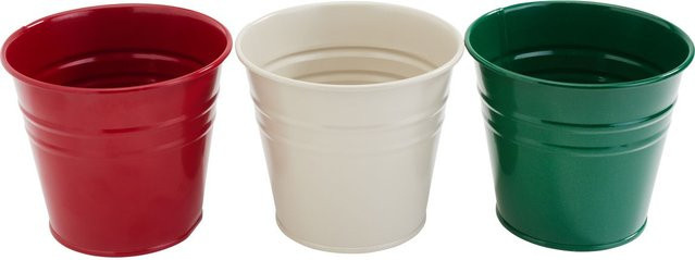 3er Set rustikale Zink Pflanzentöpfe in Sand und Multi für Tabletop, Höhe: 12,0 cm, Durchmesser: 10,0 cm - Bild 1