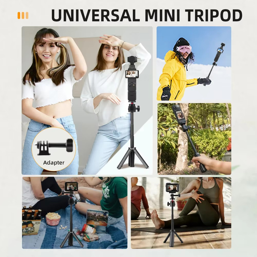 Flymile Selfie-Stick-Stativ in Schwarz für DJI Action 5 Pro, Osmo Pocket 3/4 und Insta360 Ace Pro 2 Kamera-Zubehör für Fotografie und Livestreaming - Bild 2
