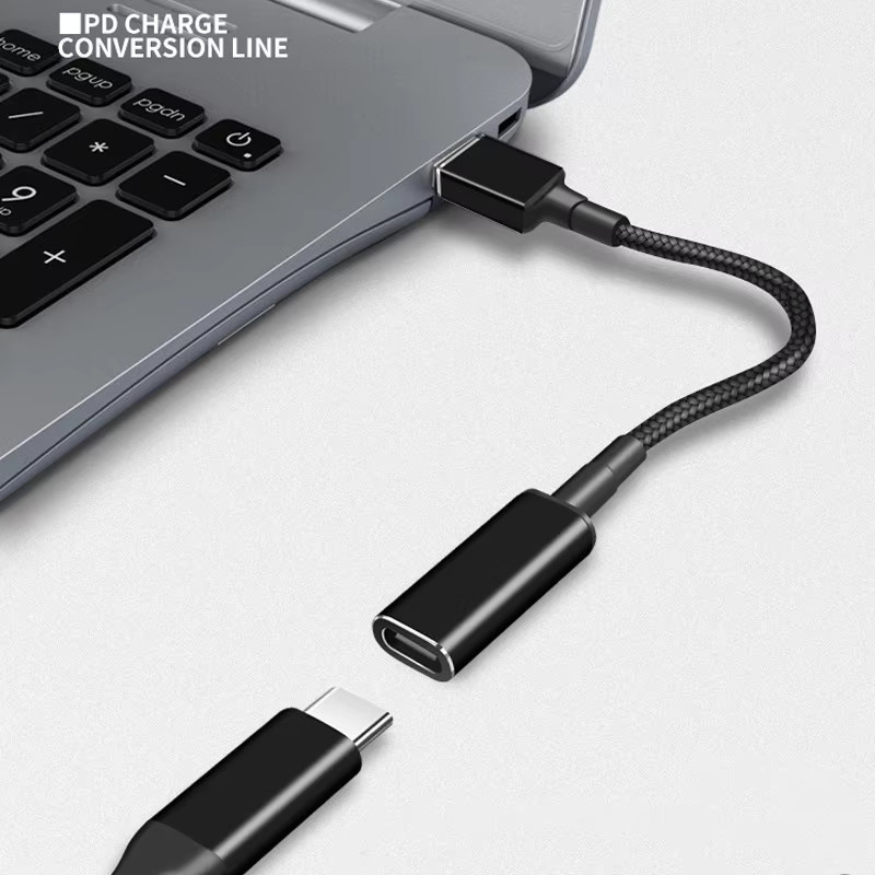 USB Typ C auf Vierkantstecker Konverter für Lenovo Thinkpad, 100 W Schnellladeadapter, Schwarz - Bild 3