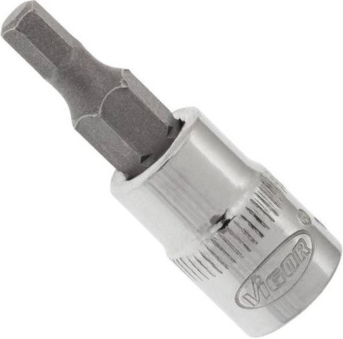 VIGOR Schraubendreher-Einsatz V2431N mit Innensechskant-Profil und 6,3 mm 1/4 Zoll Innenvierkant Antrieb in Silber, Gesamtlänge: 38 mm - Bild 1