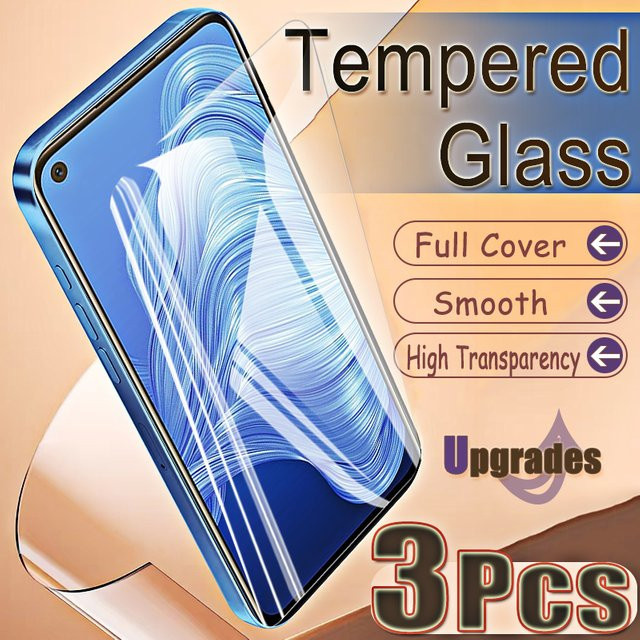 3er-Set gehärtetes Glas für Realme 7 5G, 6,5 Zoll, transparent, Full Coverage Display-Schutz mit Fingerabdruck-Entsperrung - Bild 1