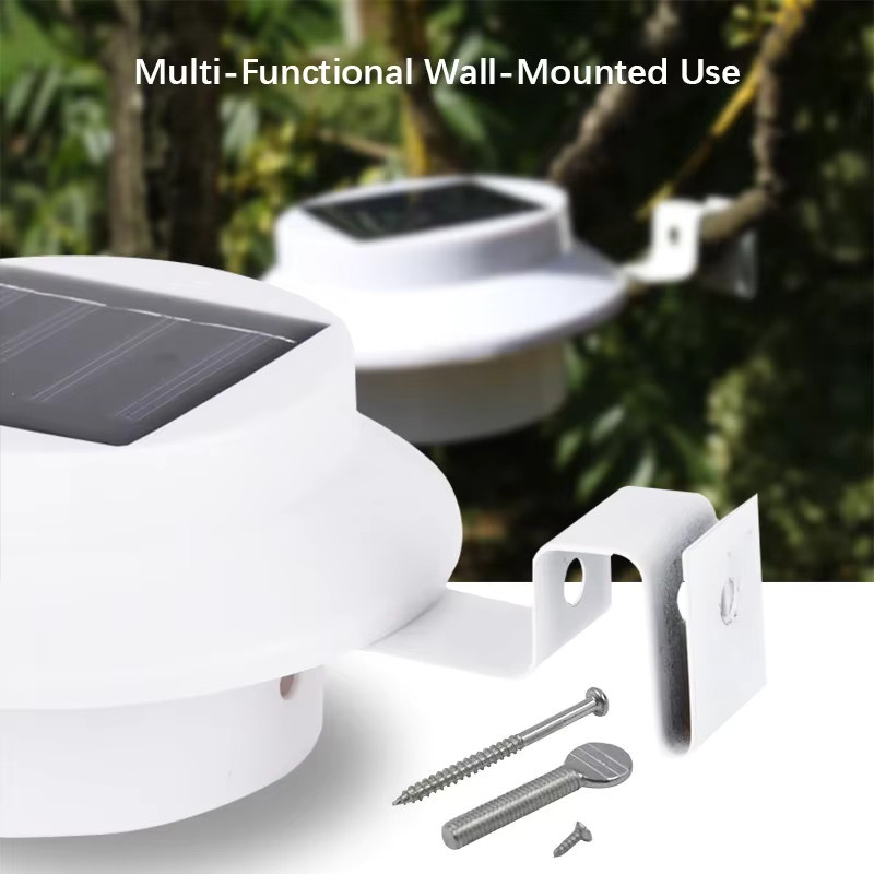 SHENZHITECH Solar-Wandleuchte mit intelligenter Lichtsteuerung und Dämmerungssensor, rundes Design in Weiß für Garten und Außenbereich - Bild 4
